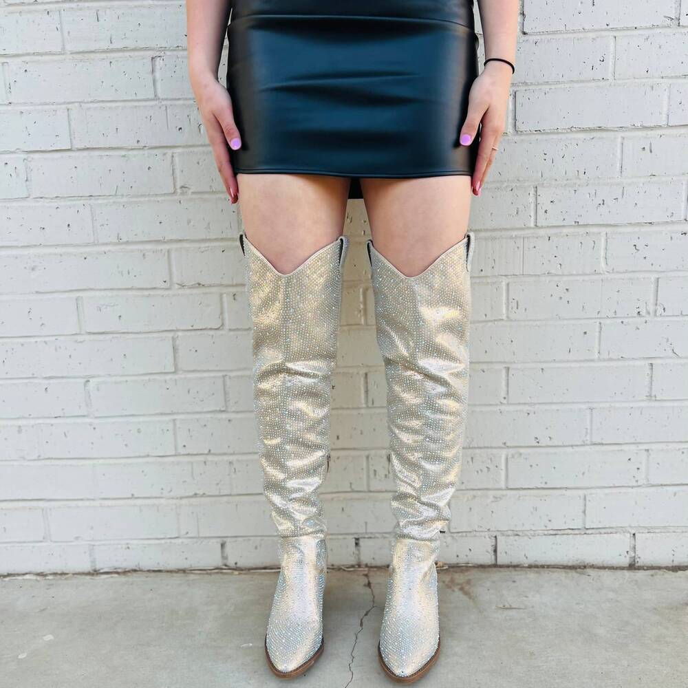 NEW LET'S SEE STYLE bring ya to your knees boots in champagne